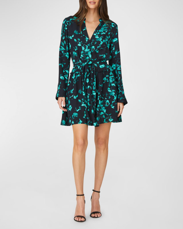 Clarita Floral-Print Flounce Mini Dress